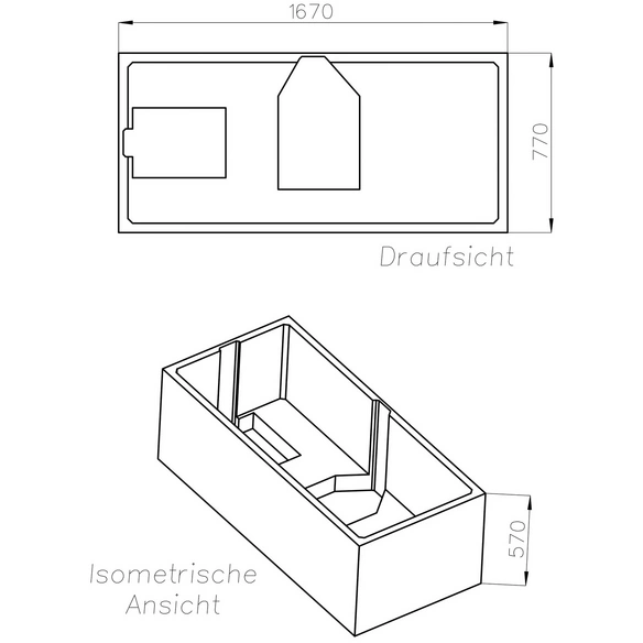 Wannenträger »Rosa«, BxHxL: 77 x 57 x 167 cm, weiß