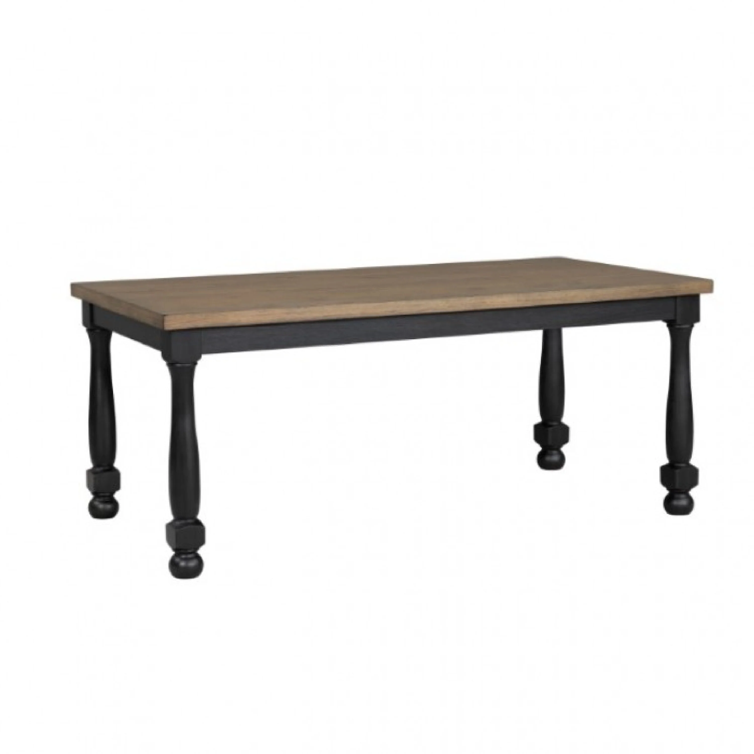 Ginie Dining Table, Farmhouse Legs, Rectangular Oak Black Wood 78 Inch