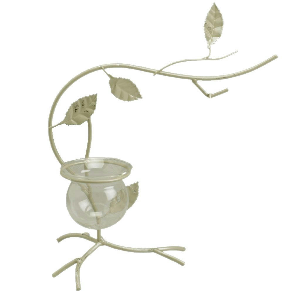 FEUILLAGE - Soliflore en métal feuillage gris H23cm