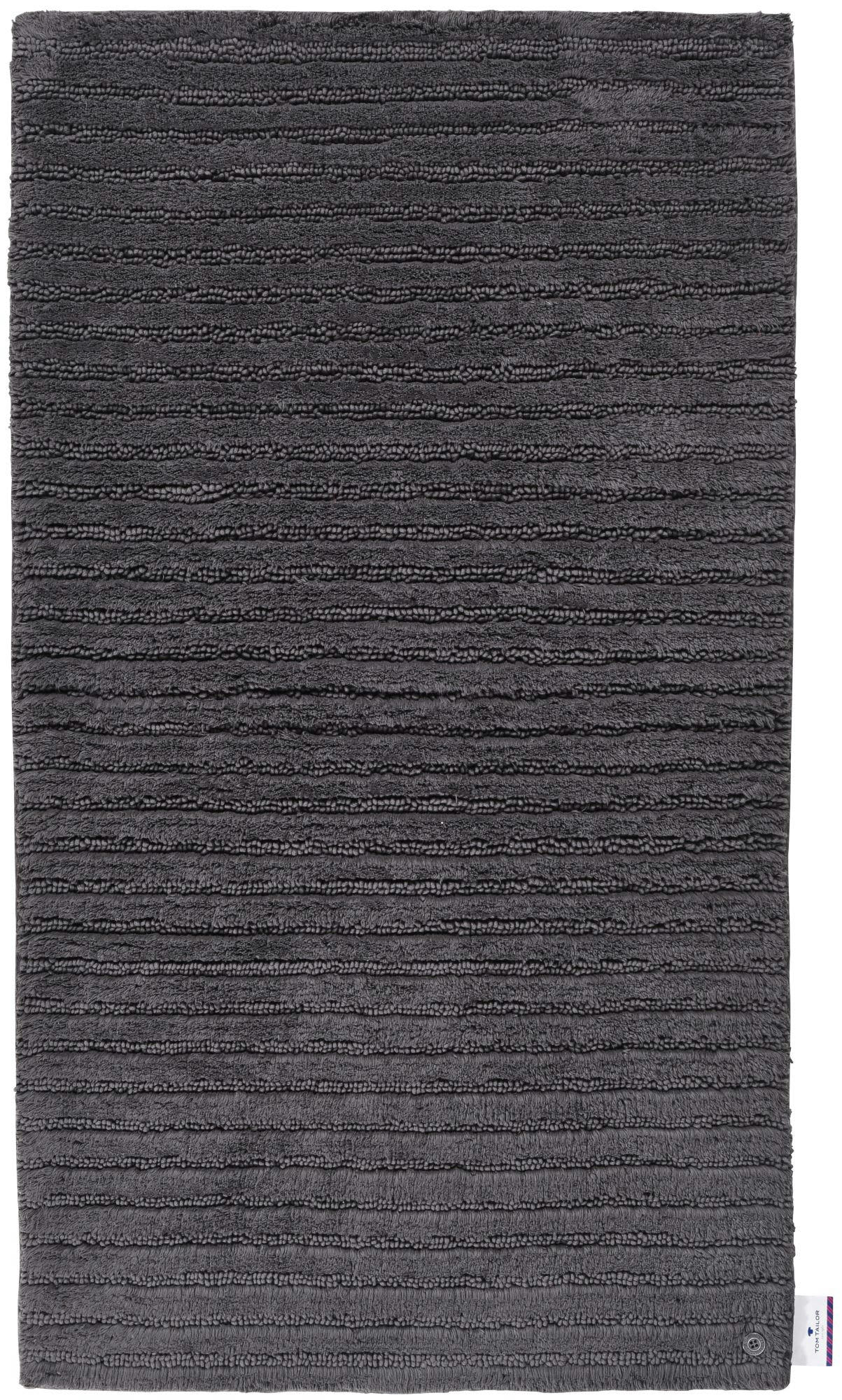 COTTON STRIPES - Tapis de bain structure fait à la main Anthracite 60x100