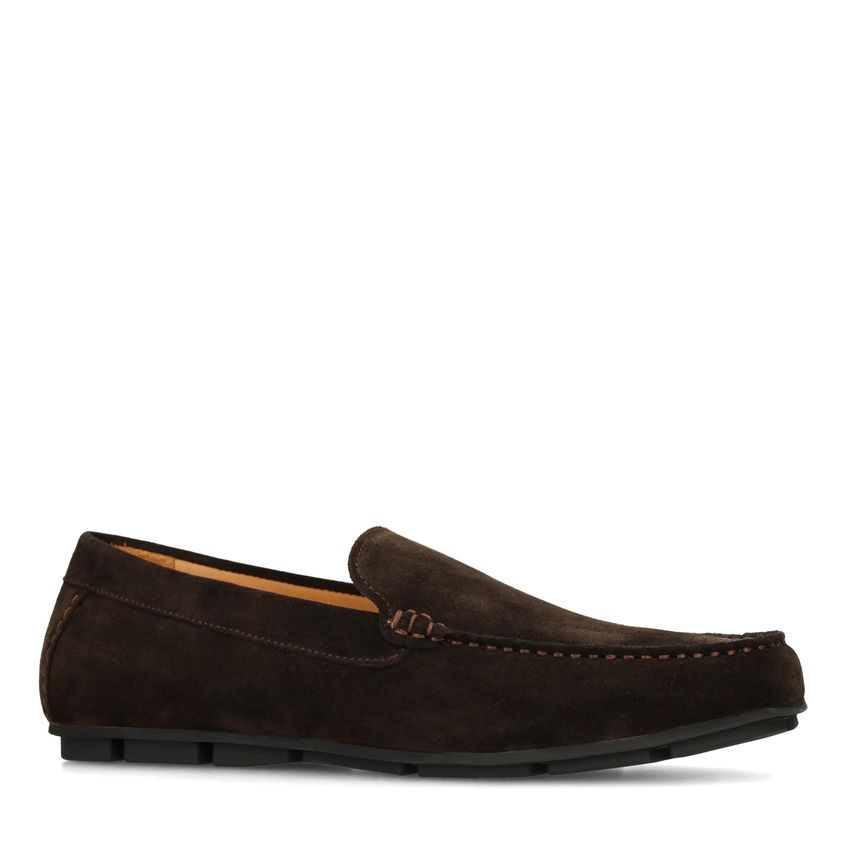 Manfield Donkerbruine suède loafers