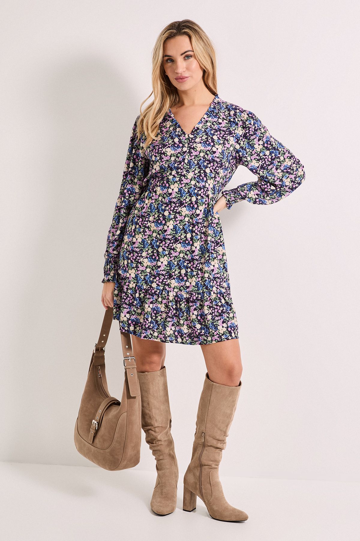 Dorothy Perkins Frill Detail Tiered Smock Printed Mini Dress