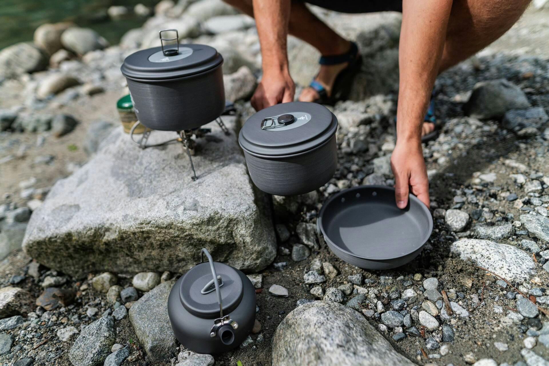 Woods™ Selkrik Aluminum Anodized Camping Cooking Set, Grey, 4-pc