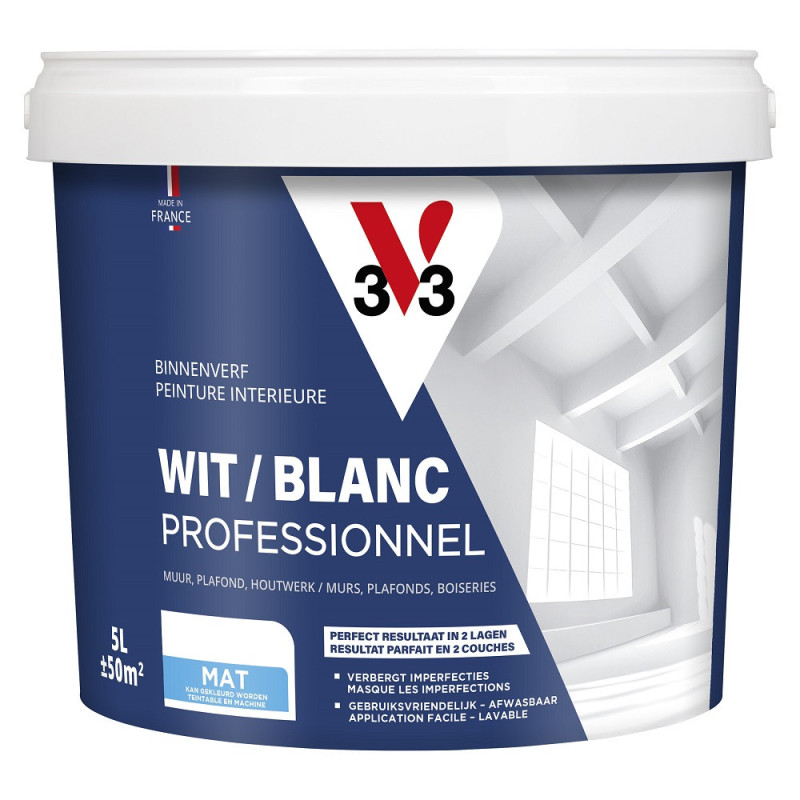 Peinture Professionnel blanche mate 5 L V33