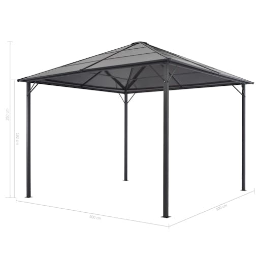 NNEVL Gazebo with Roof Aluminium 3x3 m Black