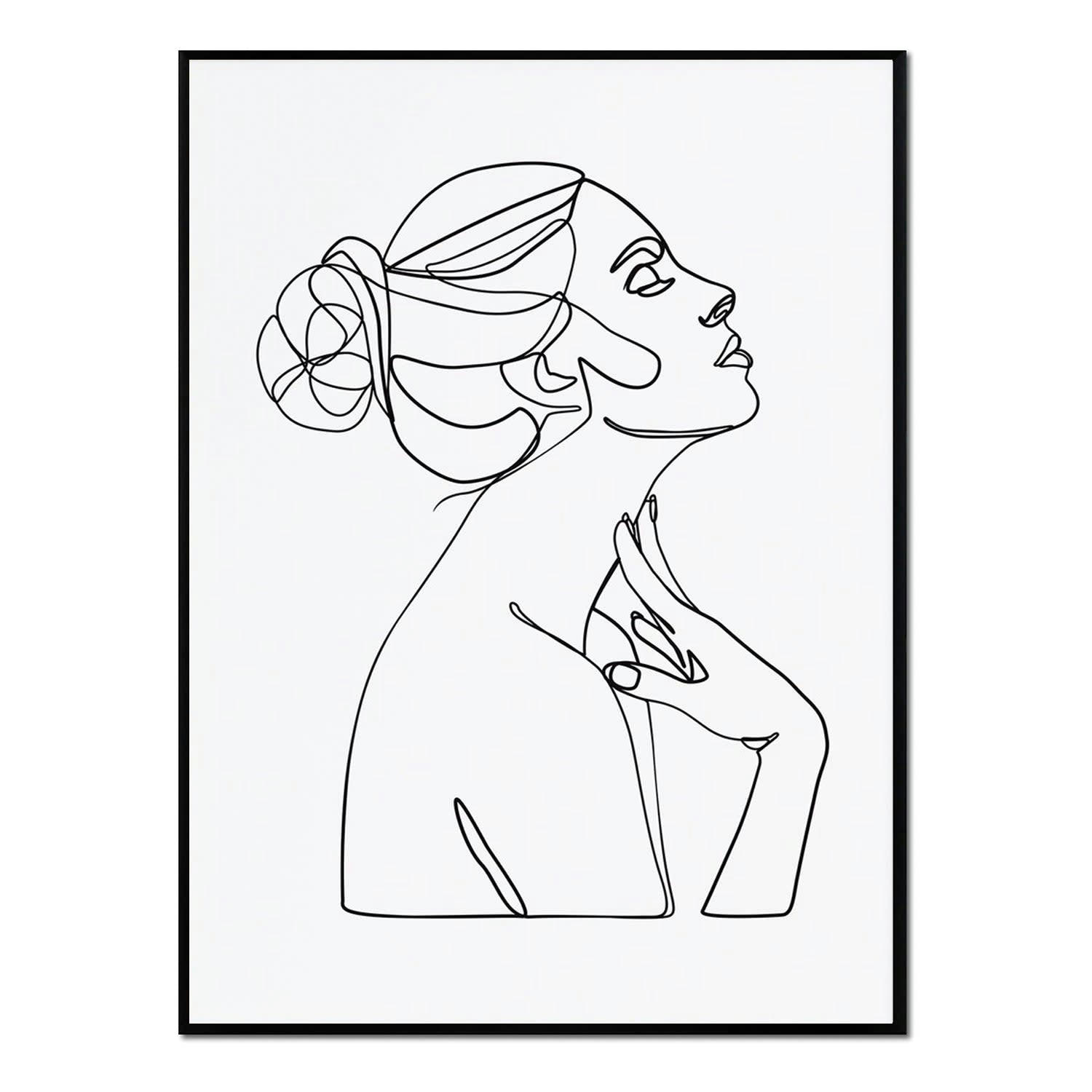 MINIMALISMO - Affiche avec cadre noir -  visage féminin - 30x40