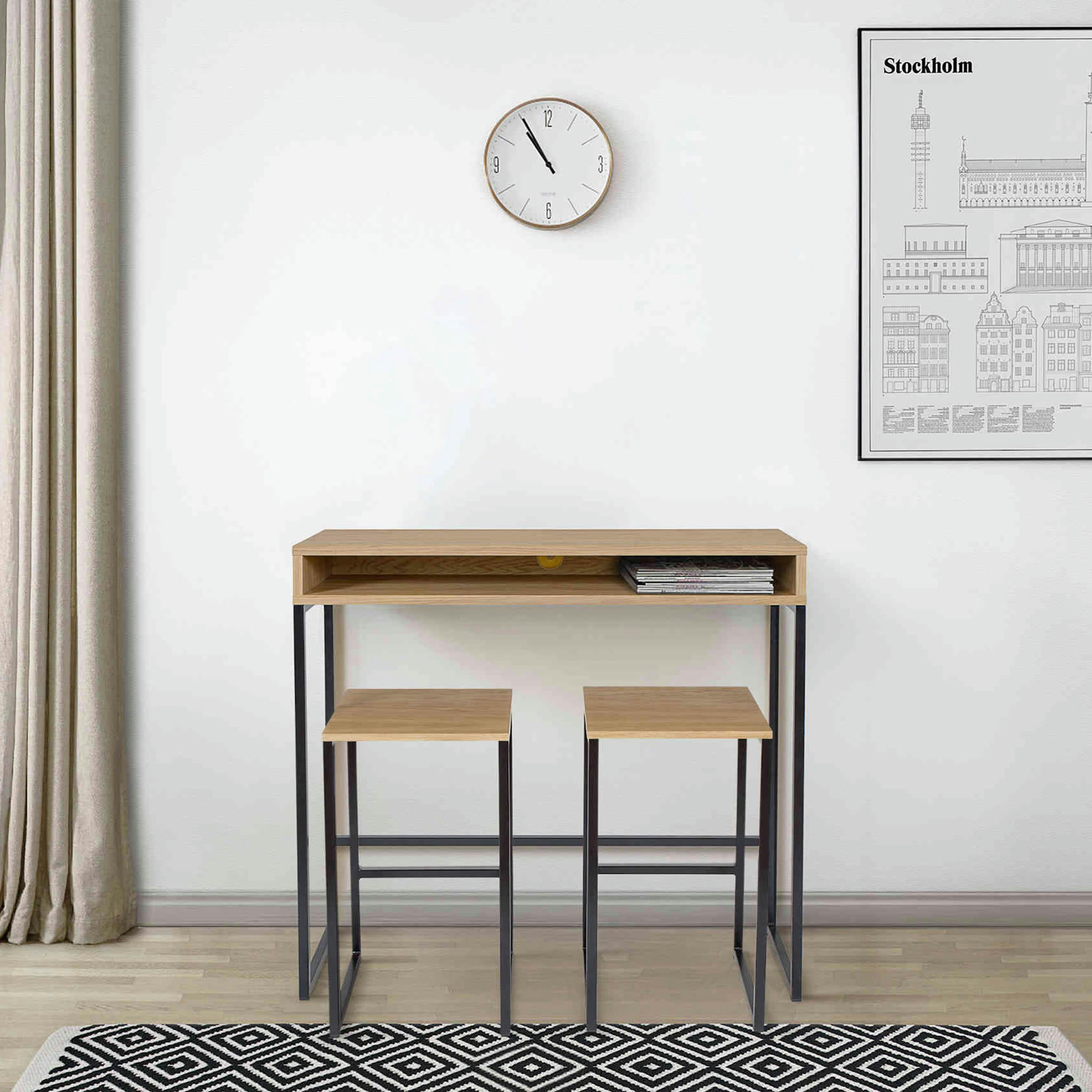 - Bureau 1 niche en bois imitation chêne