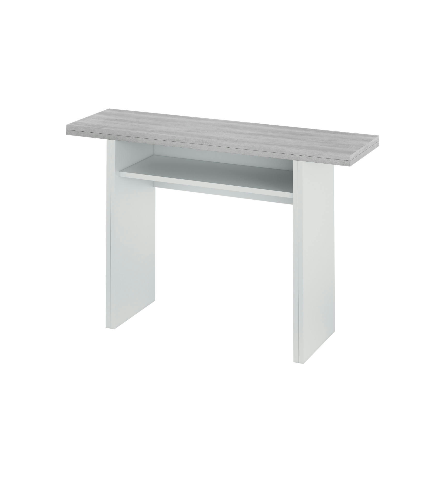 GARLAND - Table extensible effet bois 120x35 cm blanc et béton