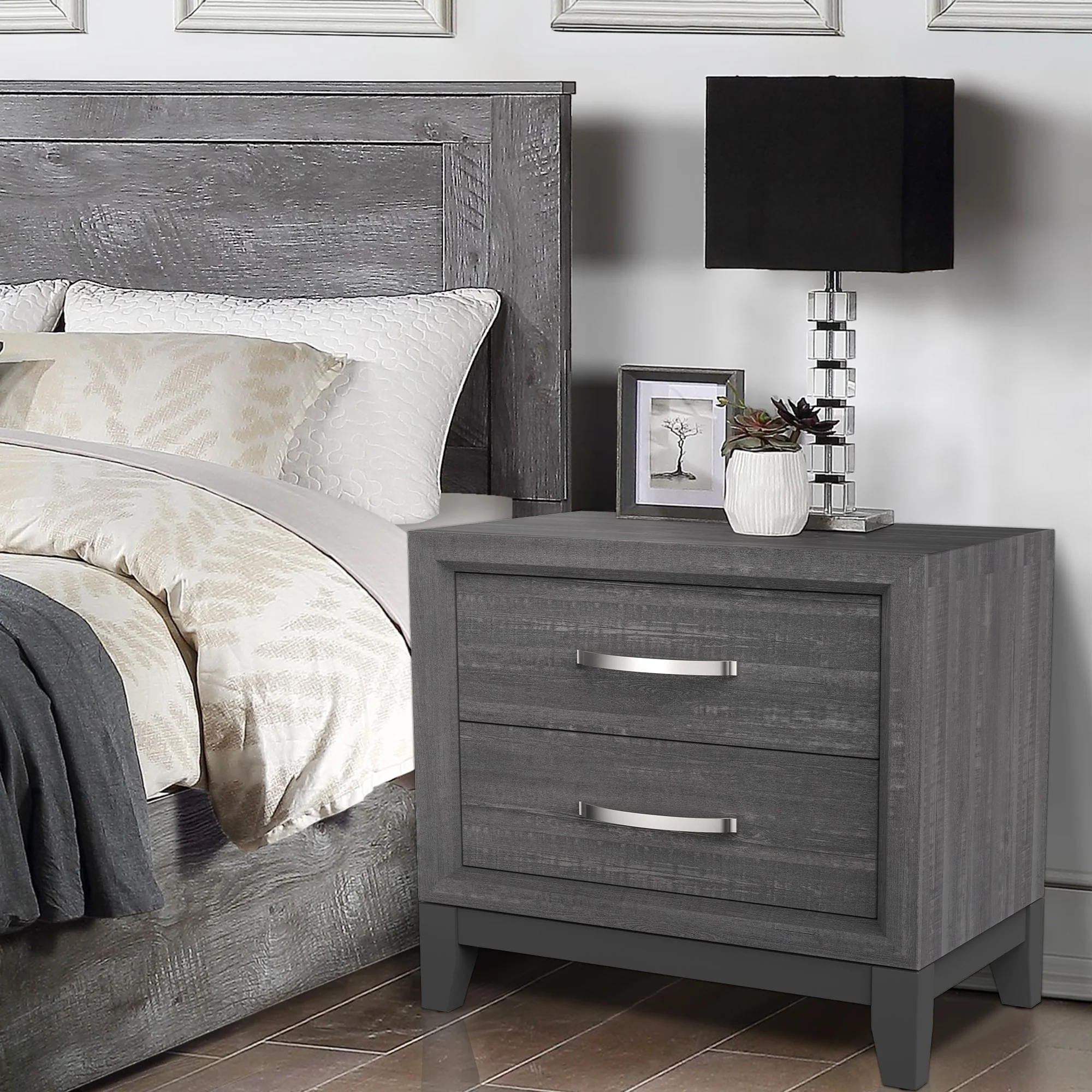 Modern Grey 2 - Drawer Nightstand