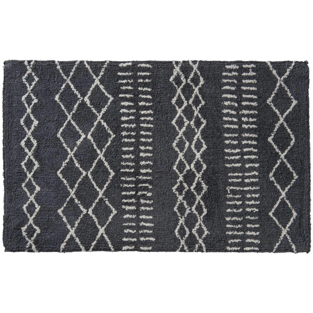 BOHEMIAN - Tapis de bain coton fantaisie anthracite 50x80cm