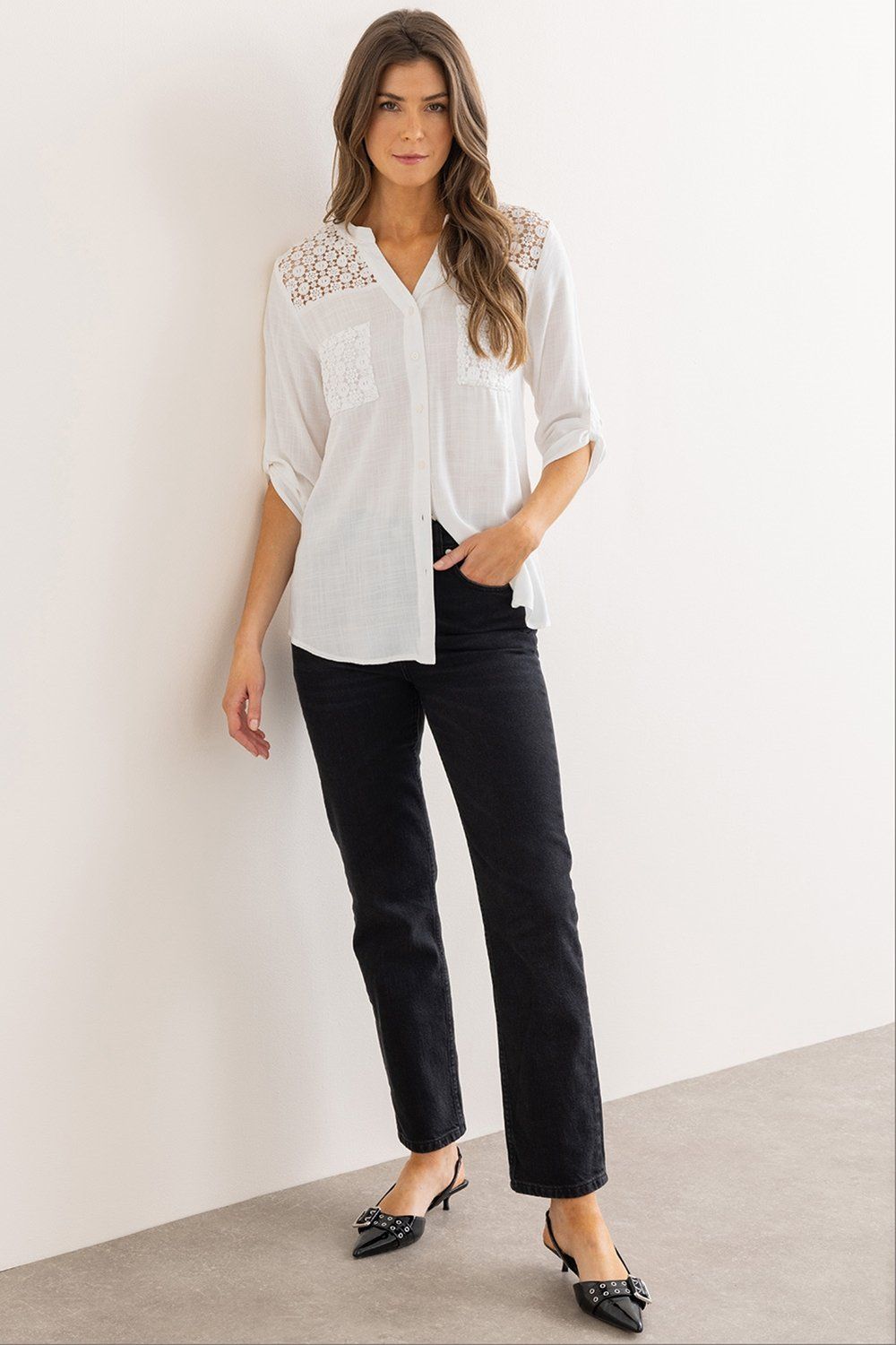 Klass. Lace Trim Blouse
