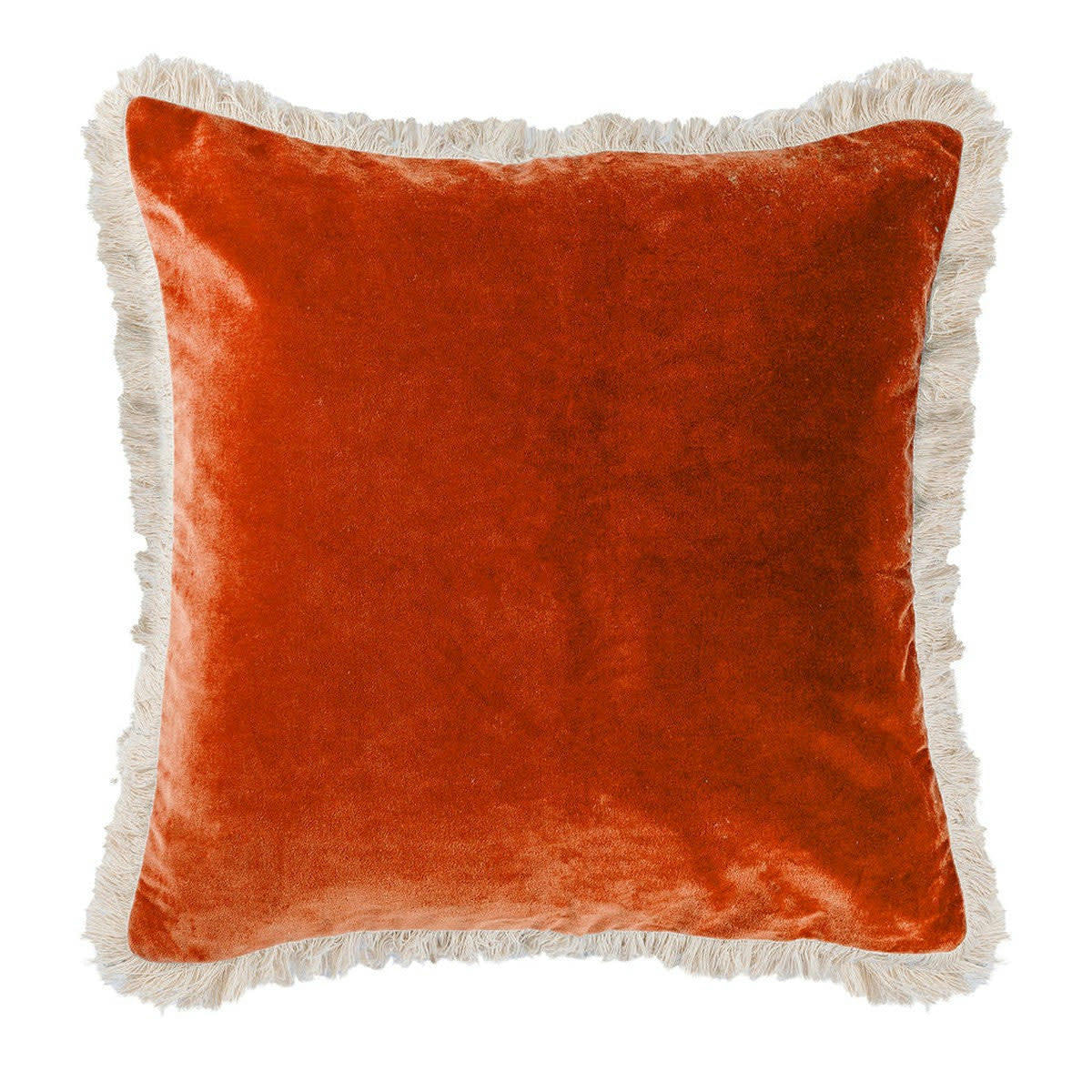 BUDAPEST - Housse de coussin velours de coton  50x50 terracotta
