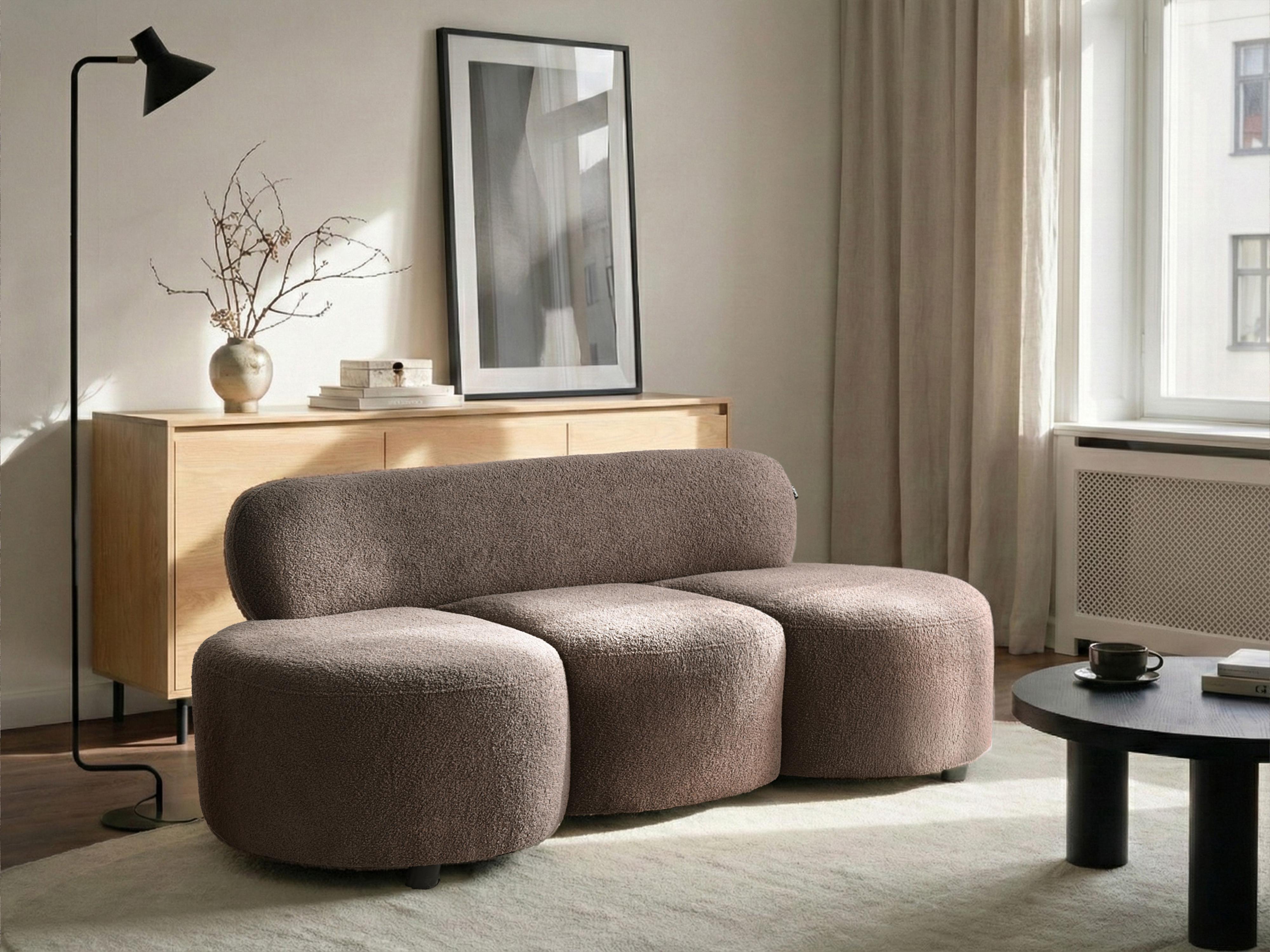 Sofa 3 Seater BLAVAND Boucle Taupe