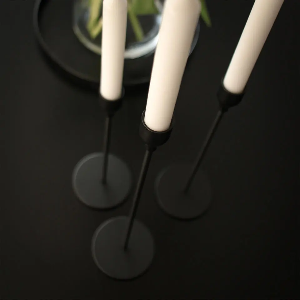 QUVIO Kaarsenstandaard set - 3 delig - Metaal - Zwart