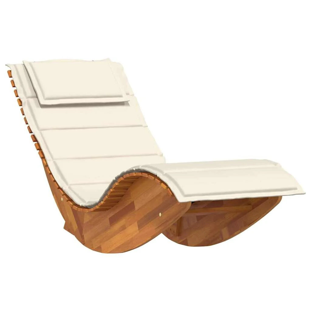 vidaXL Sun Lounger Cream, Acacia Wood Grain - 23.6 x 60.6 x 29.1