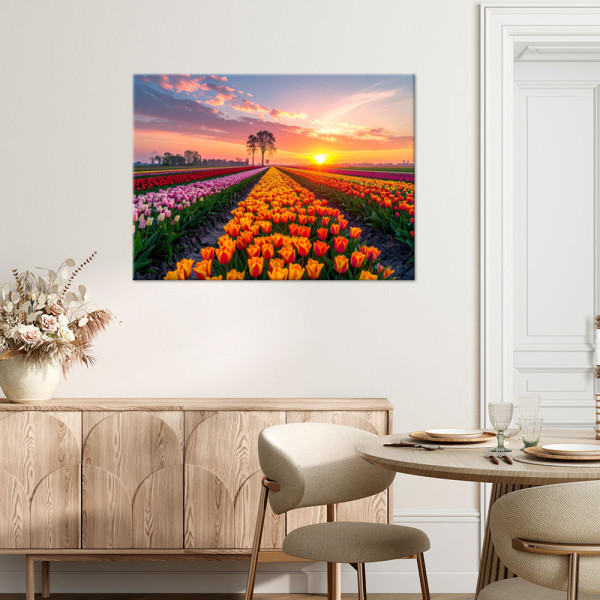Obraz do salonu sypialni biura, Tulipany kwiaty łąka widok 30x20