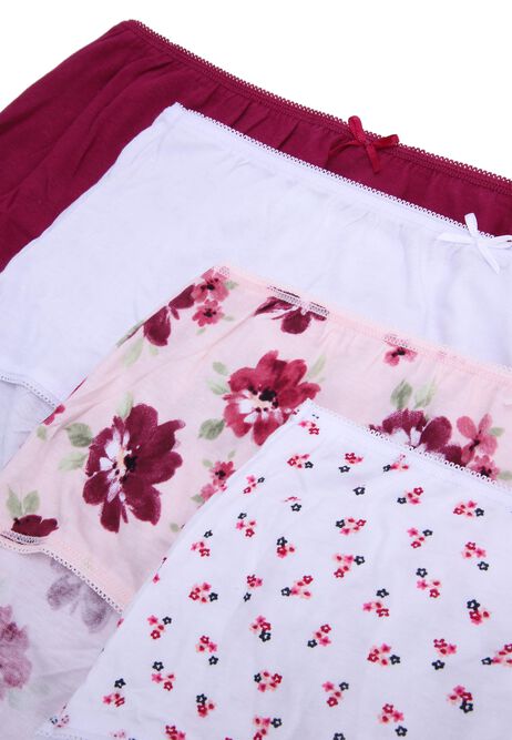 Womens 4pk Plum Floral Full Briefs