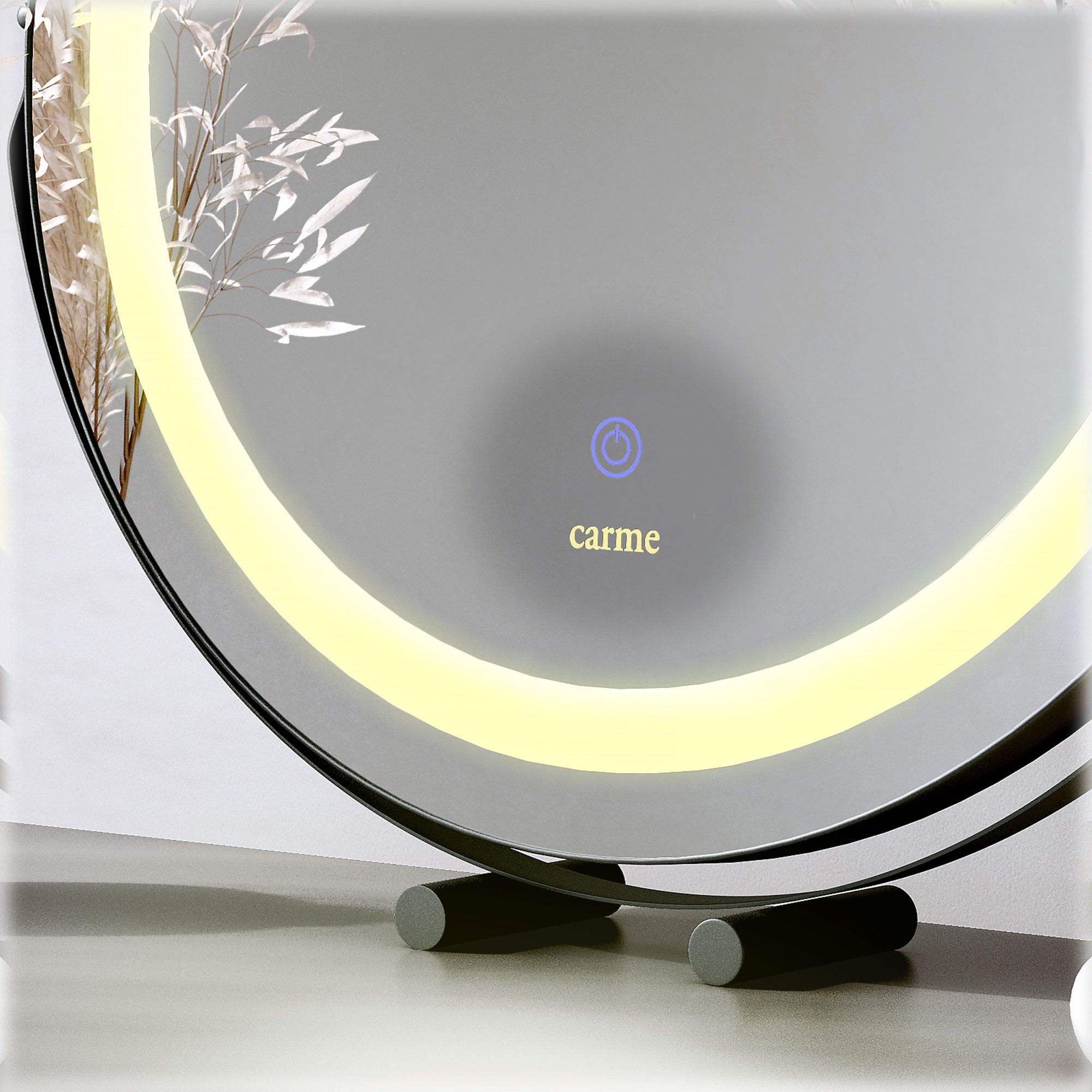 CARME HOME Riley Black Touch Sensor LED Light Mirror
