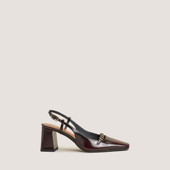 Slingbacks à talonsen cuir patiné bordeaux | DADELLE