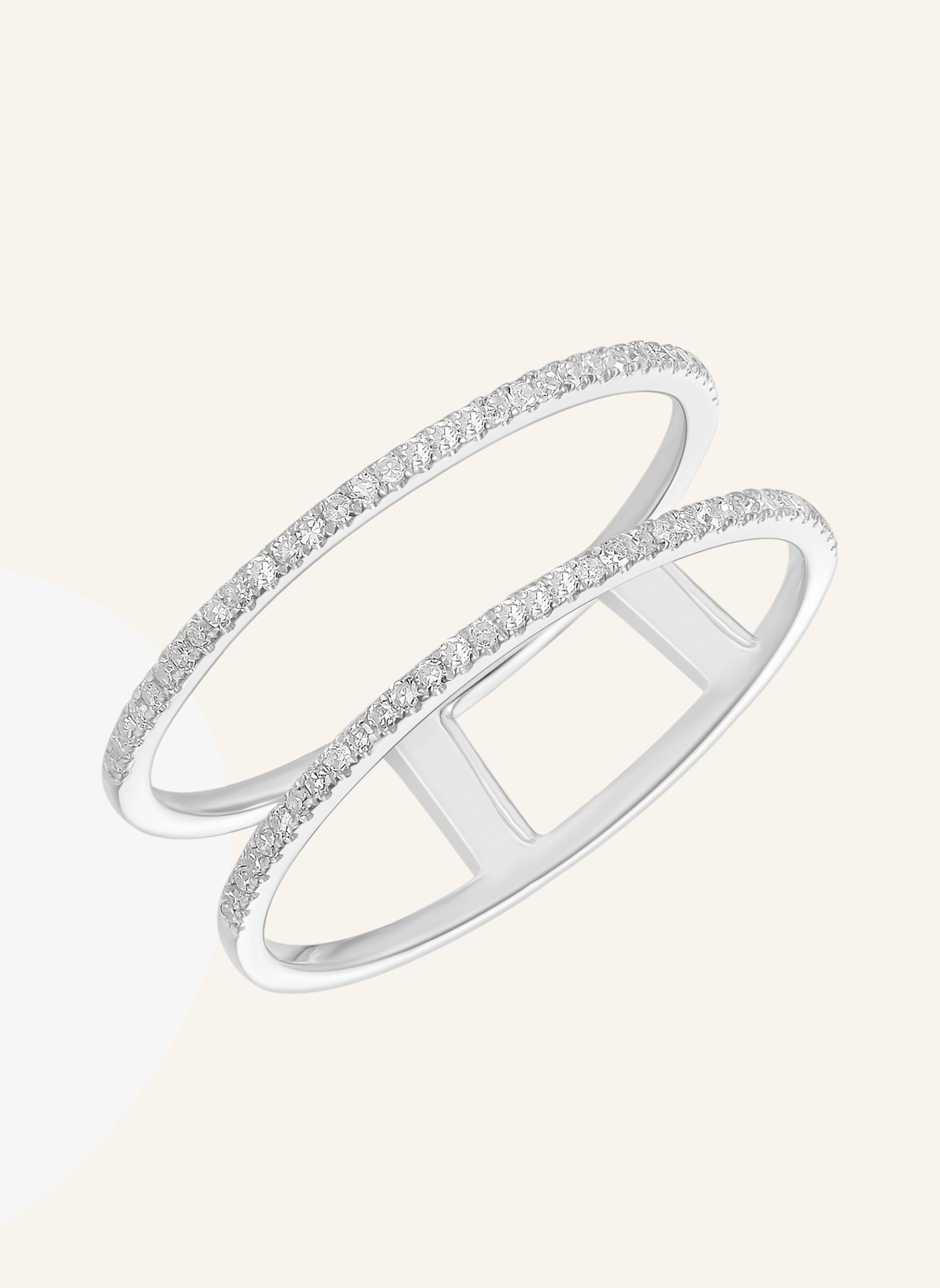 Leaf Ring DOUBLE aus 18 Karat Weißgold mit Diamanten