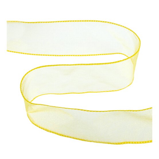 Yellow Wire Edge Organza Ribbon 63mm x 3m