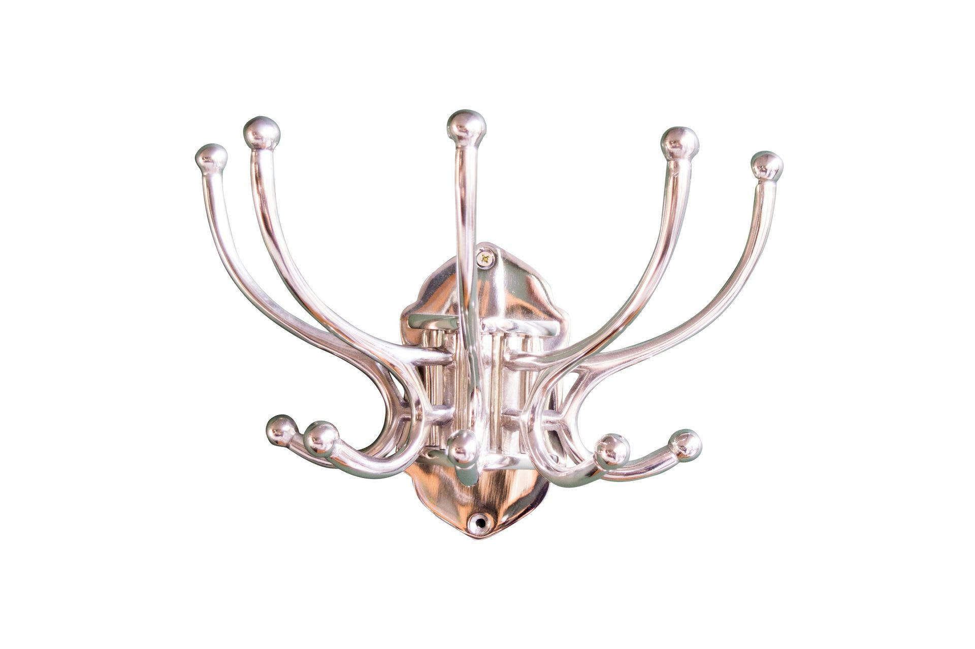 CHAUMONT - portemanteau 5 crochets en métal argenté