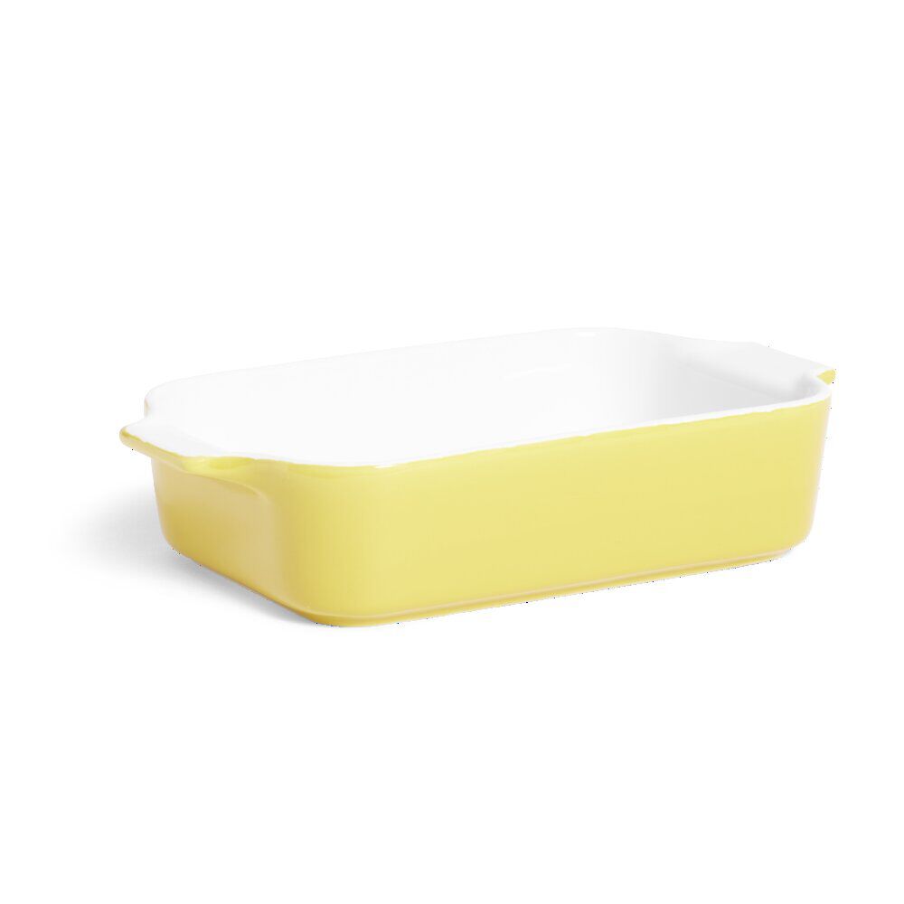 Plat à four en grès blanc et jaune 24x13,6xH5,5cm