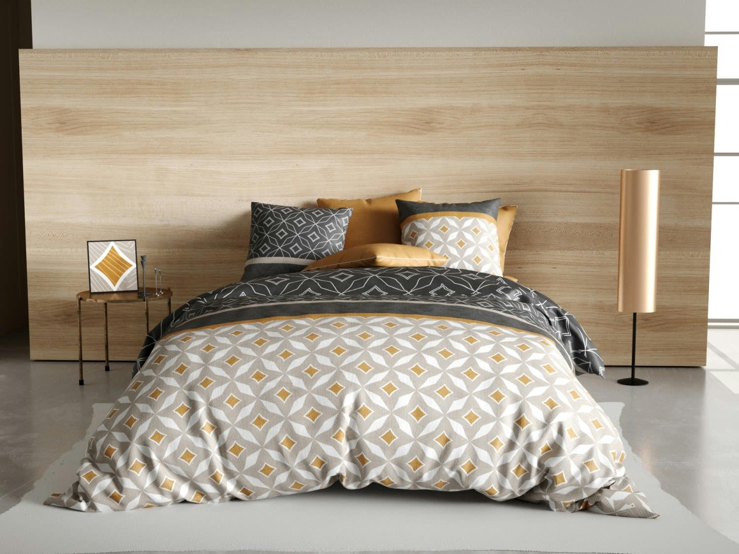 OTA - Parure housse de couette coton beige 140x200 cm