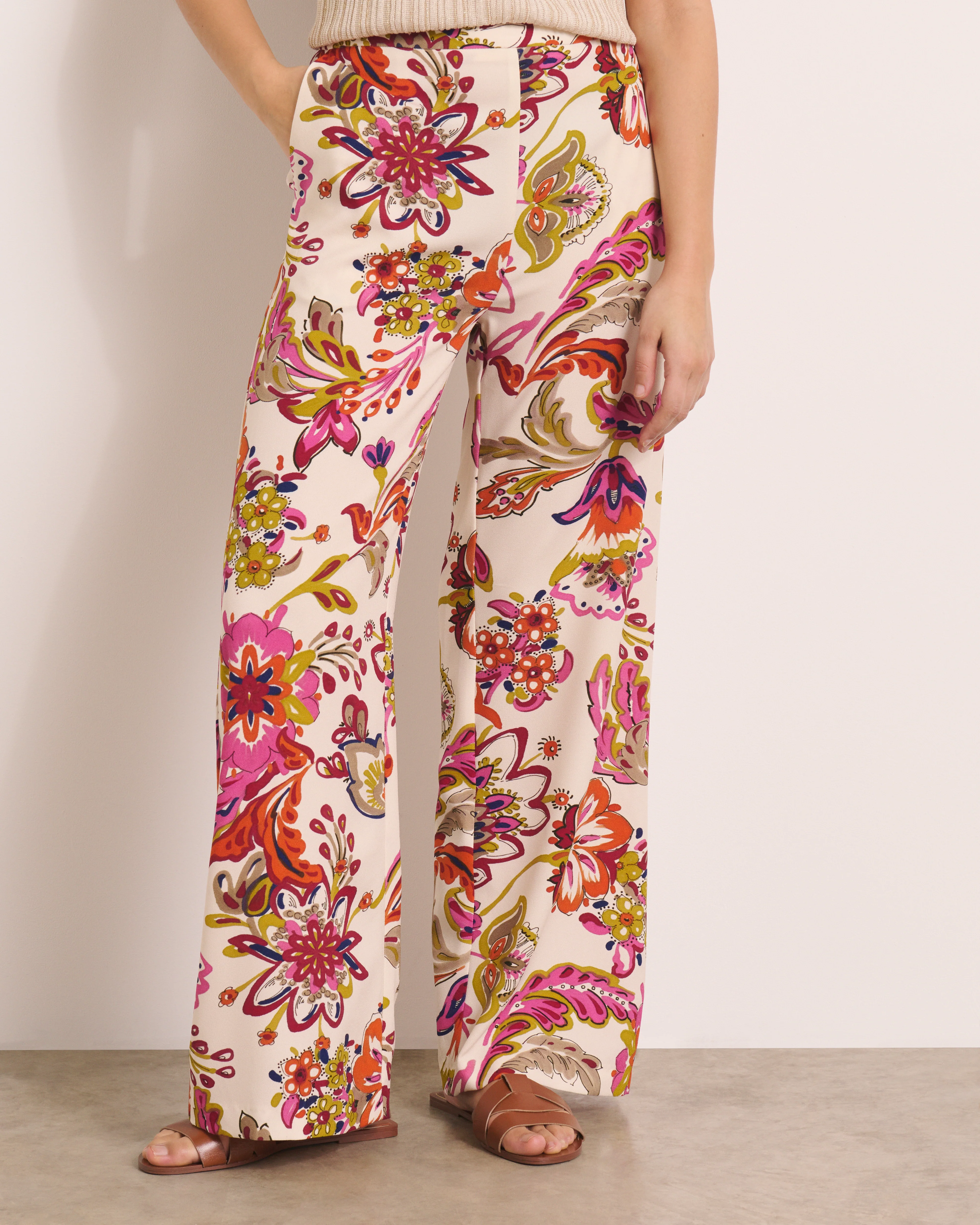 Pantalon fluide imprimé beige PALABRA/13171/523