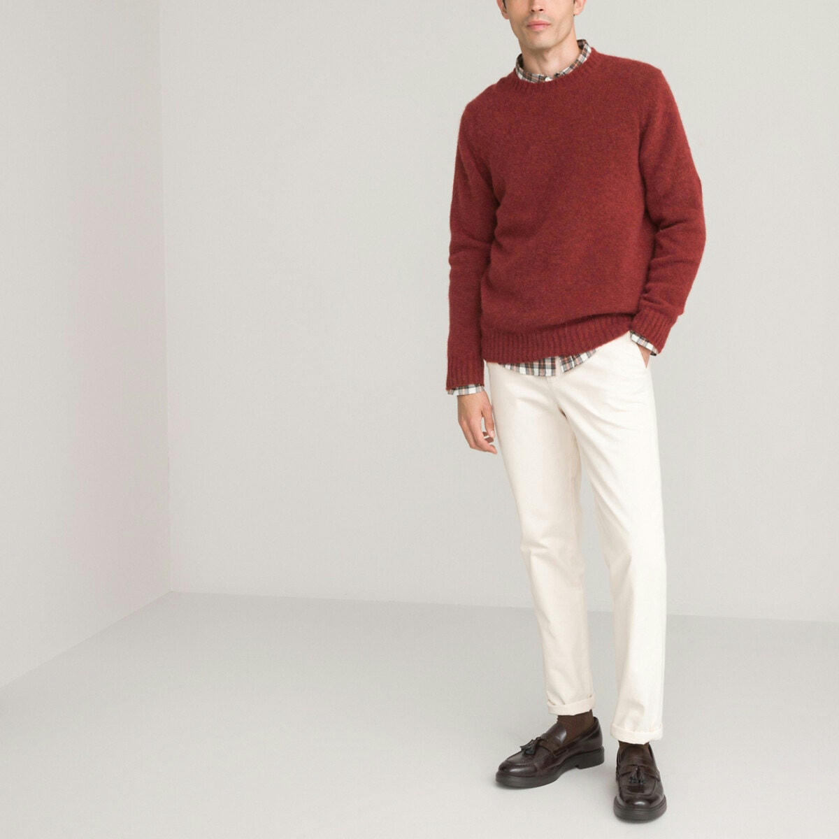 Pull col rond maille poilue, made in Europe