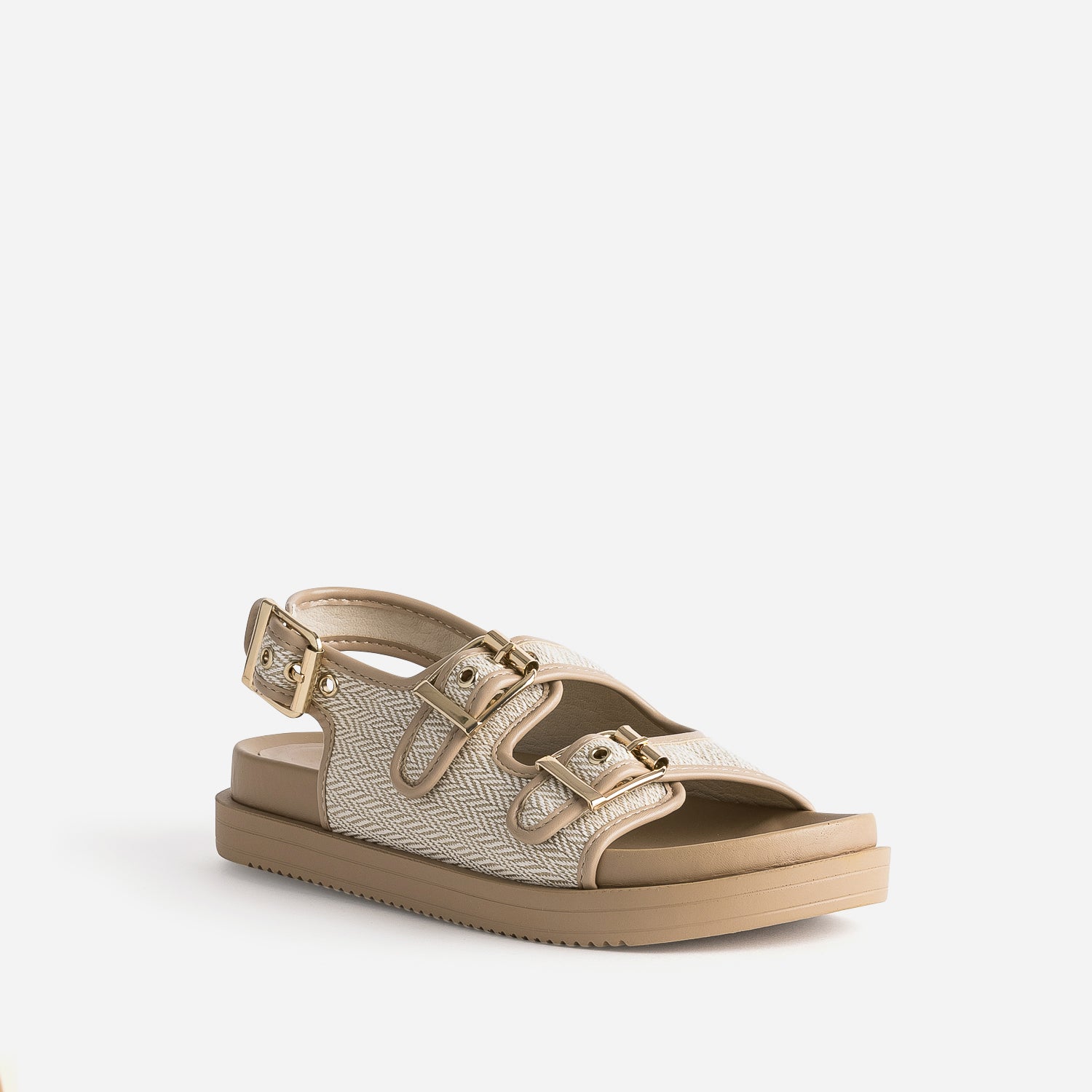 Sandale TEXTO beige motif chevrons