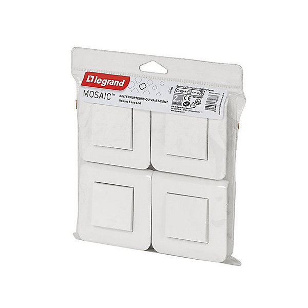 4 va et vient 10A complet Mosaic blanc Legrand