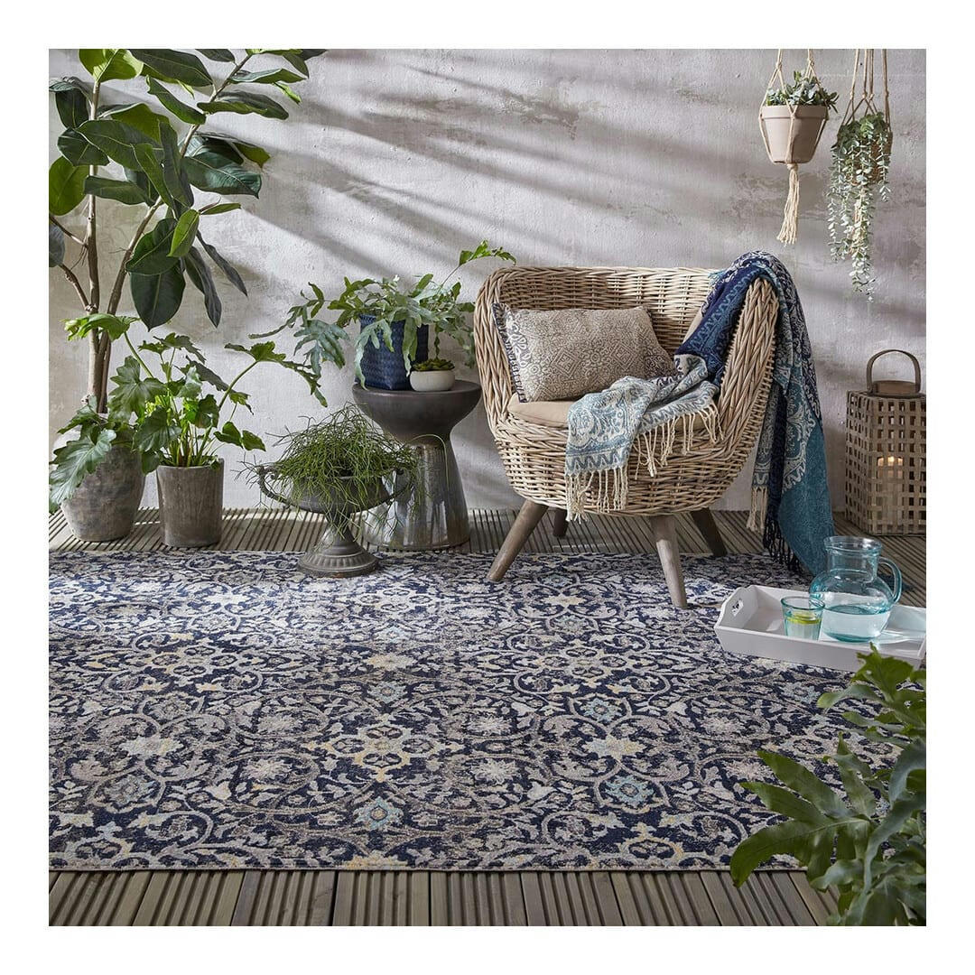 DAPHNE - Tapis  vintage en polypropylène bleu 120x170