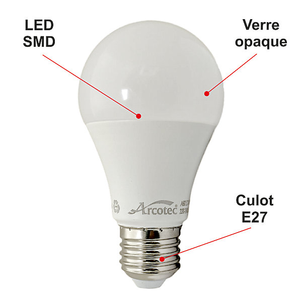 Lot de 10 ampoules LED E27 standard 5,5W 510Lm 3000K - garantie 2 ans