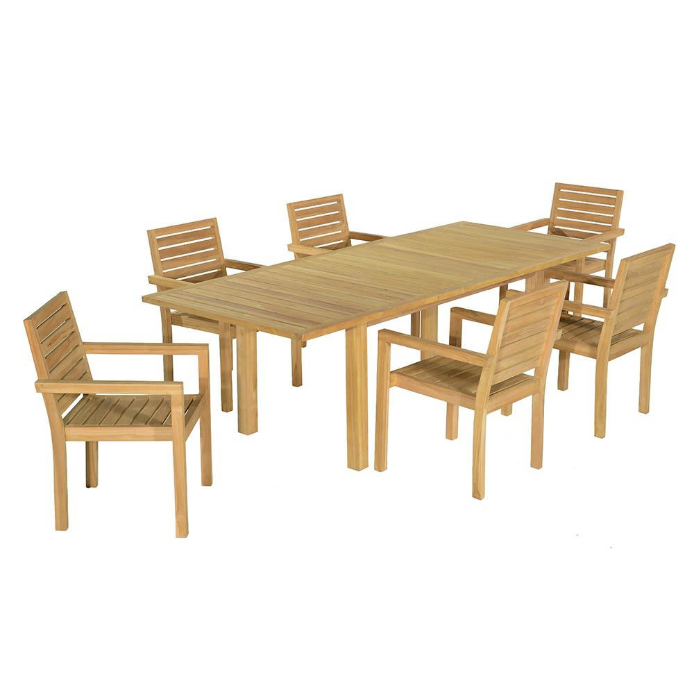 CASERTE - Salon de jardin 6 fauteuils en teck massif