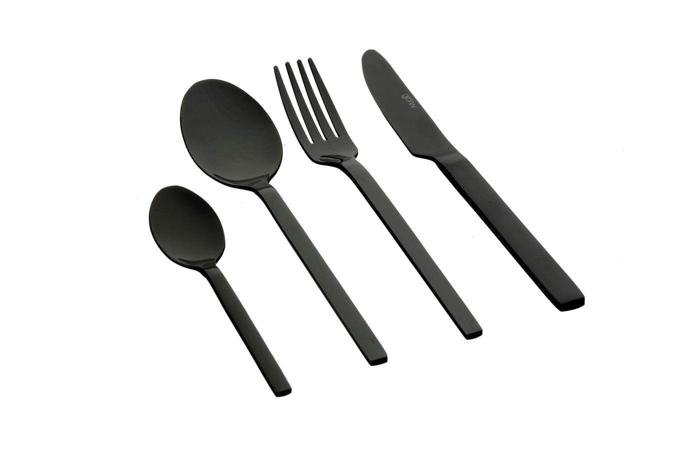 NUDE - Lot de 24 couverts de table en inox noir
