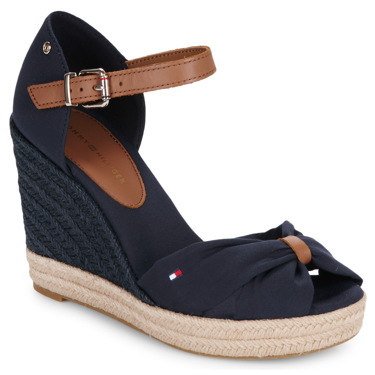 Tommy Hilfiger - BASIC OPEN TOE HIGH WEDGE - Marine