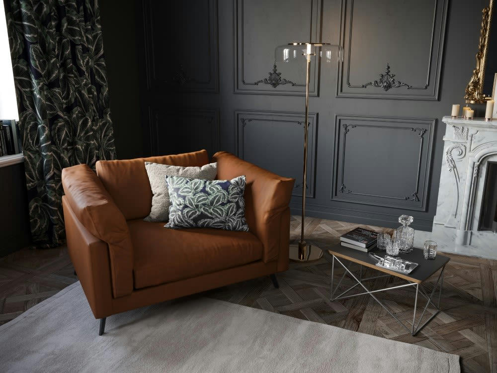 CAMILLE - Fauteuil 1 place XL en cuir marron