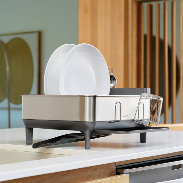 Simplehuman Compact Steel Frame Dish Rack - Brushed Steel