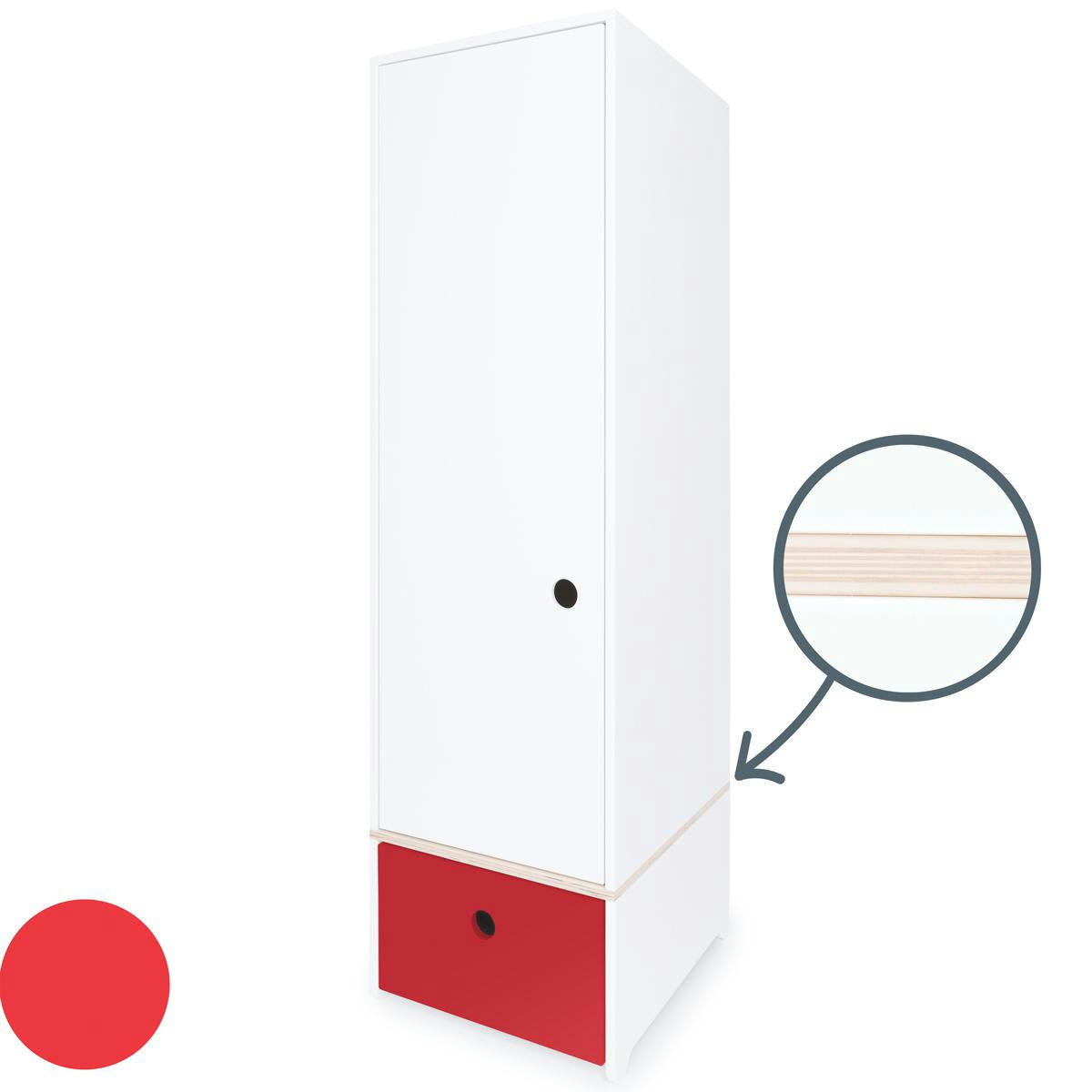 COLORFLEX - Armoire 1 porte façade tiroir rouge