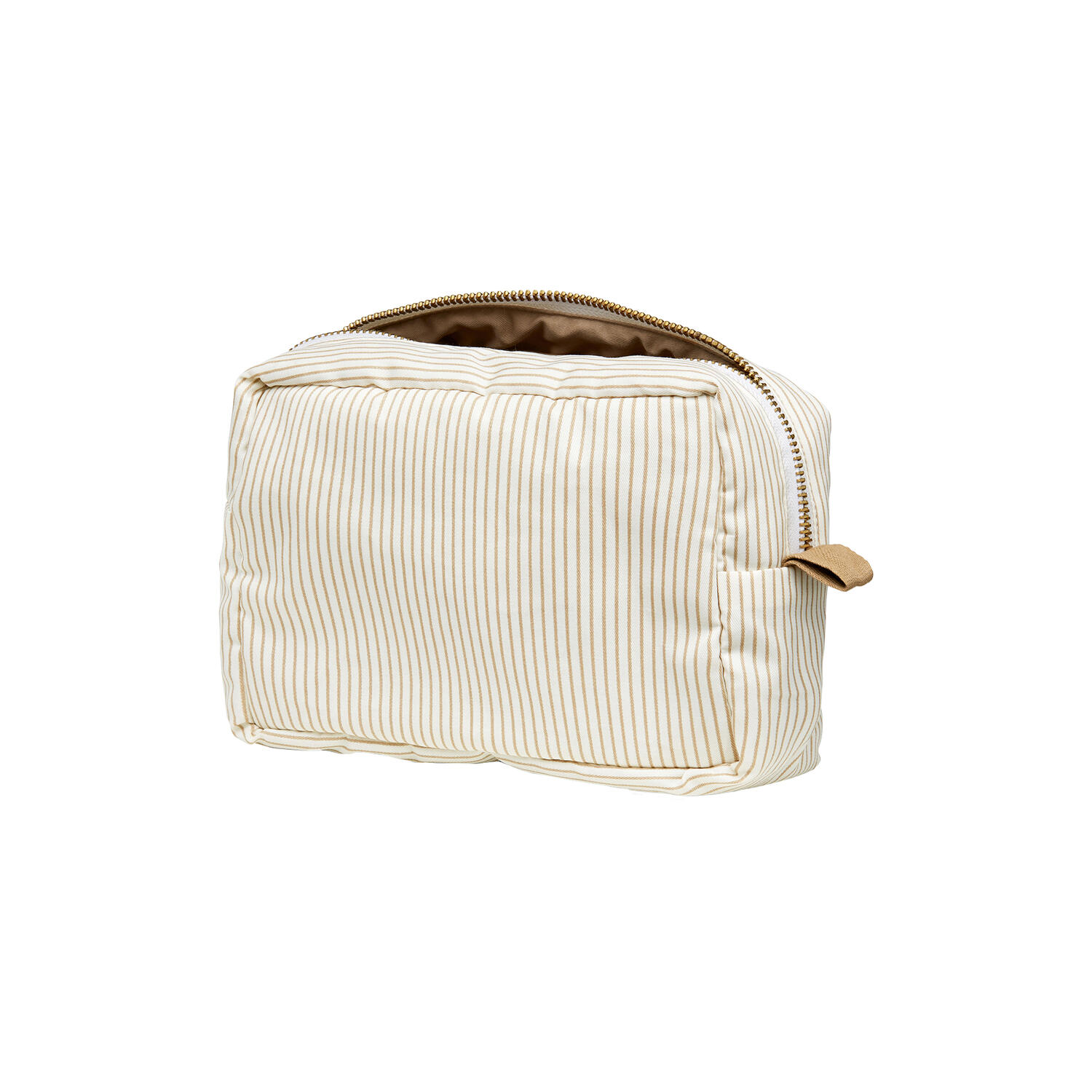 Makeup pung, classic stripes camel