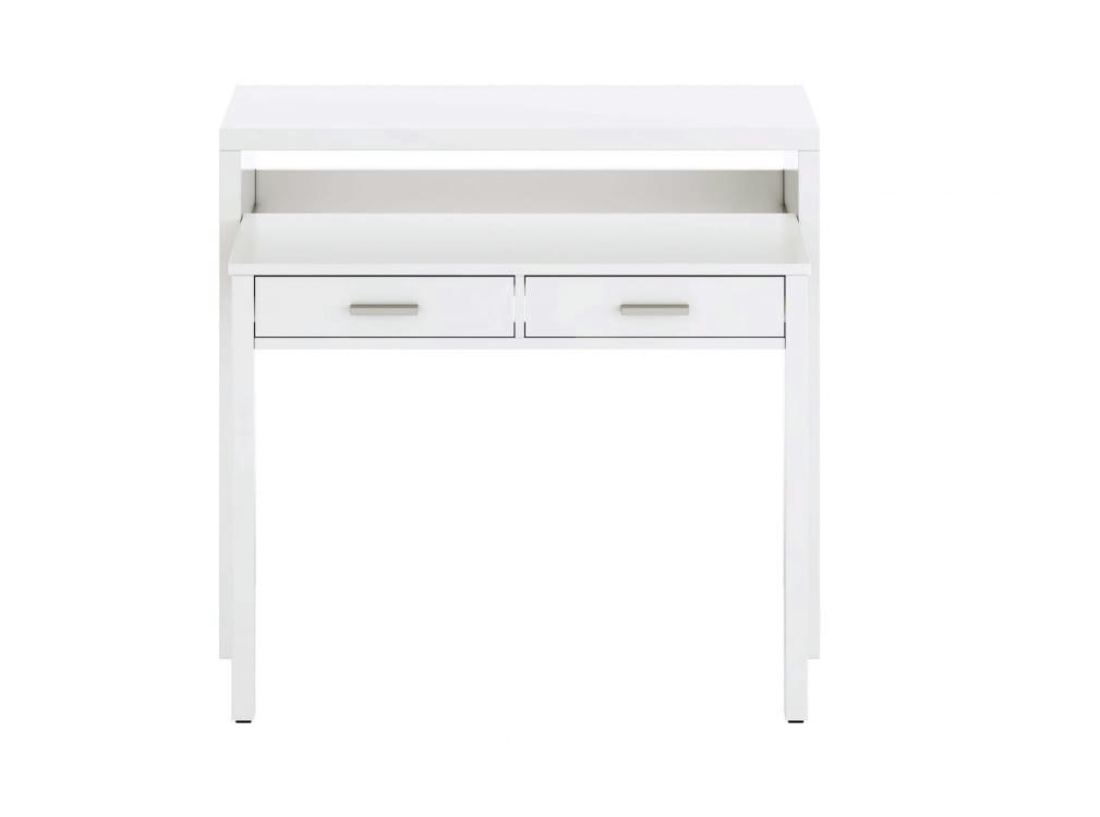 CLEA - Bureau blanc extensible 2 tiroirs L99cm