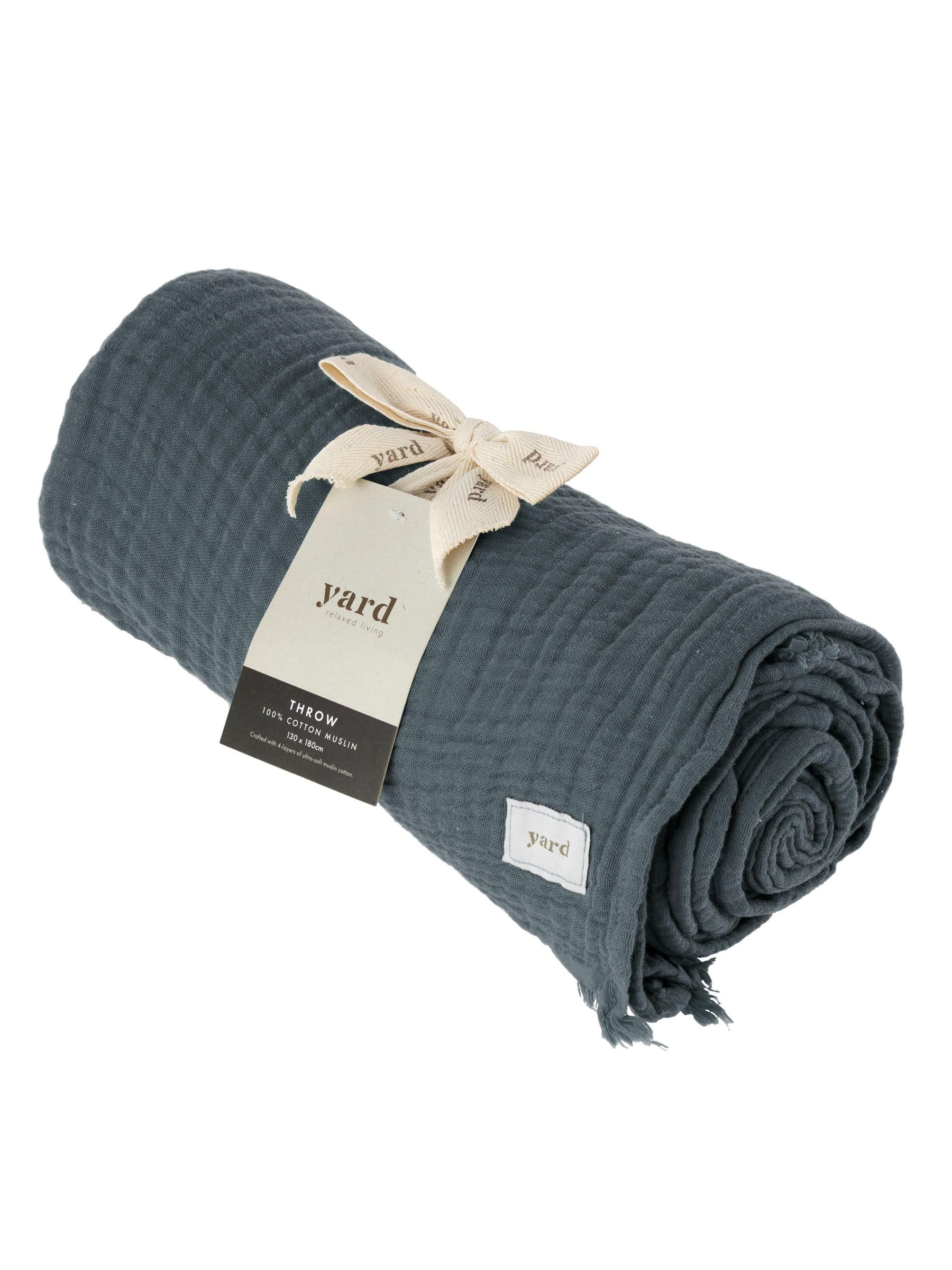 Yard Dusk Blue Lark Muslin Crinkle 100% Cotton Throw