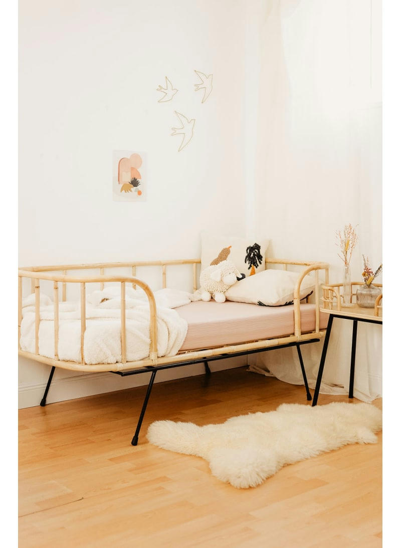 JAVA - Lit banquette en rotin et métal