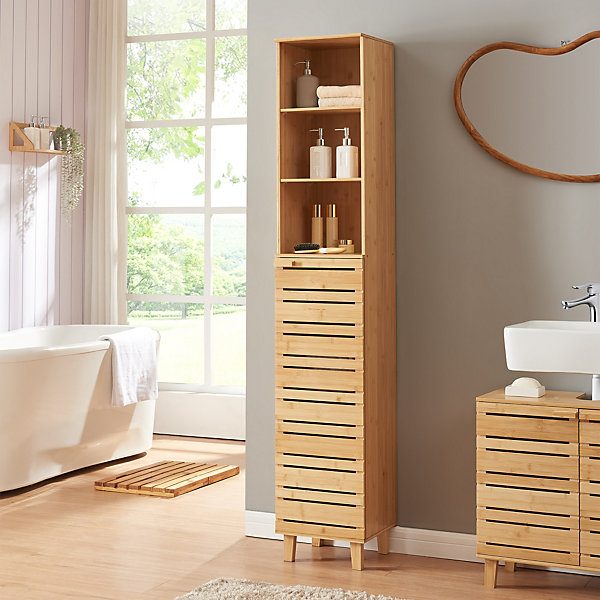 Meuble colonne de salle de bain Epind bambou 180 x 33 x 30 cm naturel