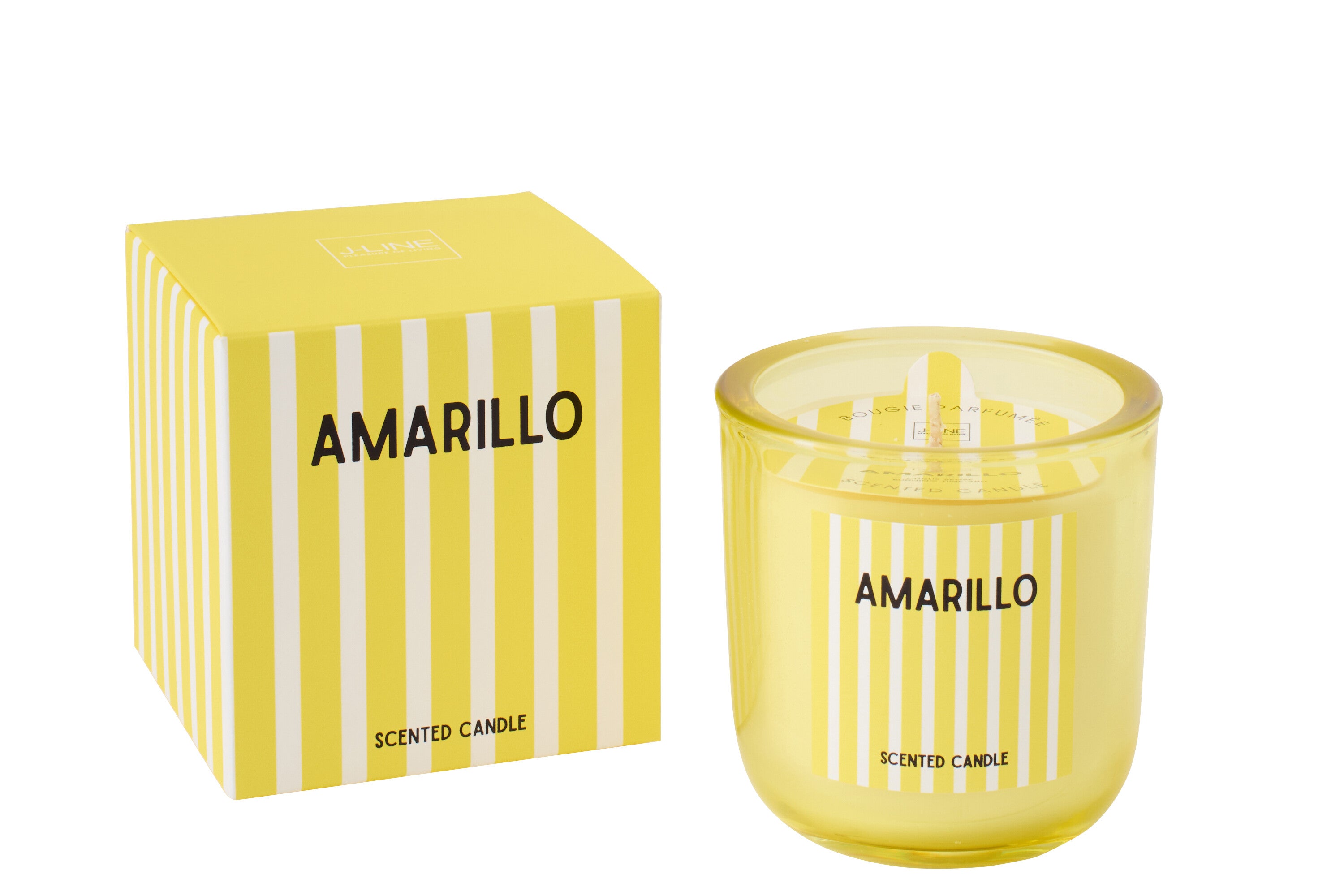 J-Line geurkaars Amarillo - Citrus Sense - polyresin - was/geel - large