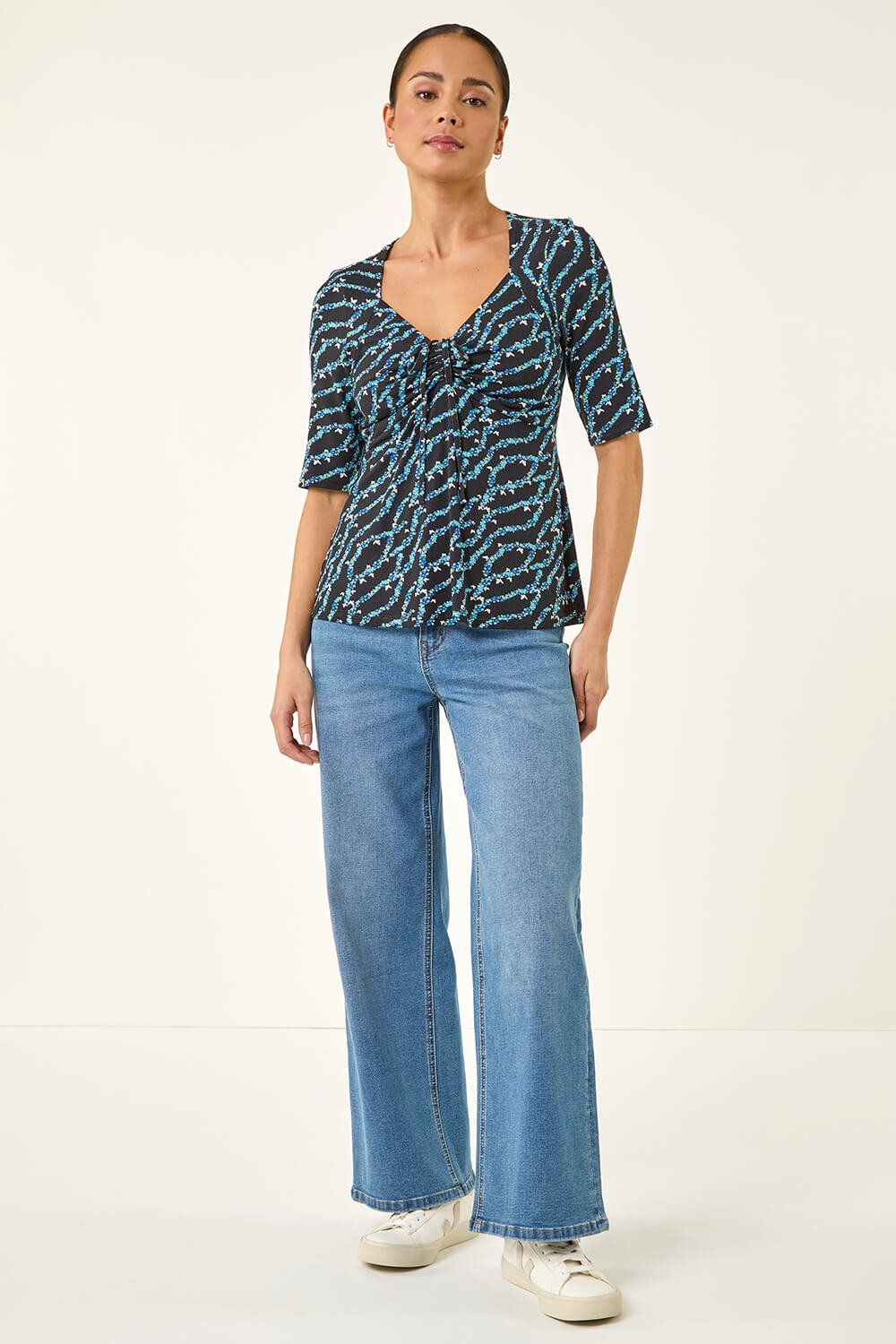Roman Petite Abstract Print Drawstring Top