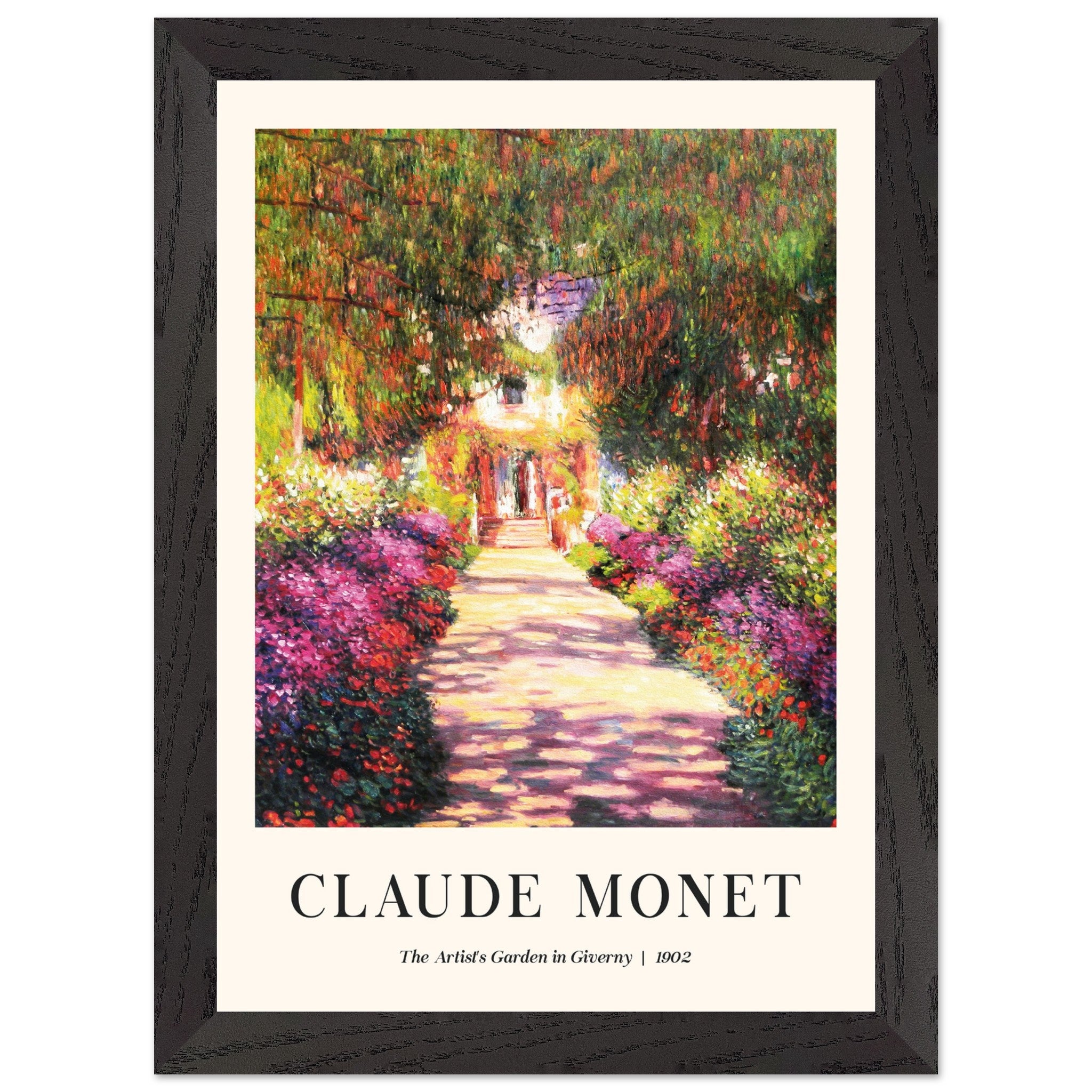 Artfulprints Poster met Lijst Claude Monet - The artist's garden in Giverny II  - A4 21x29.7 cm - Meerkleurig