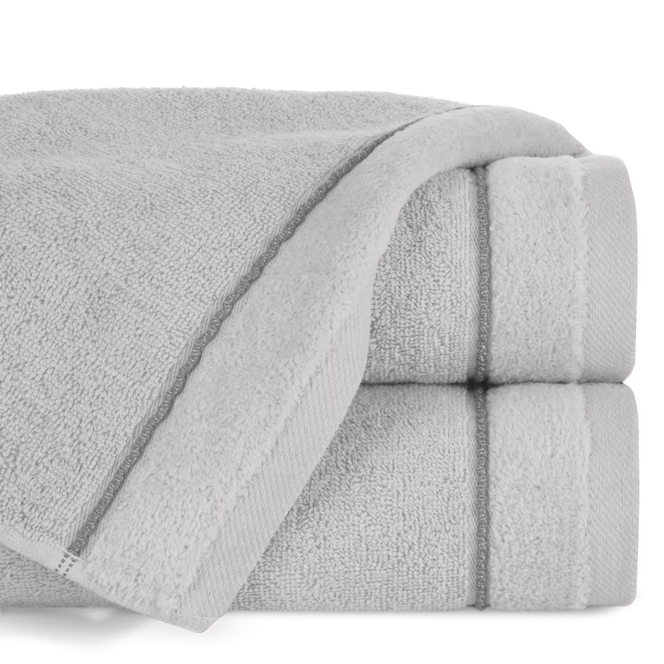 Ręcznik do rąk 30x50 cm bawełniany kolor srebrny z kontrastującymi paseczkami 500 g/m2 SIBEL