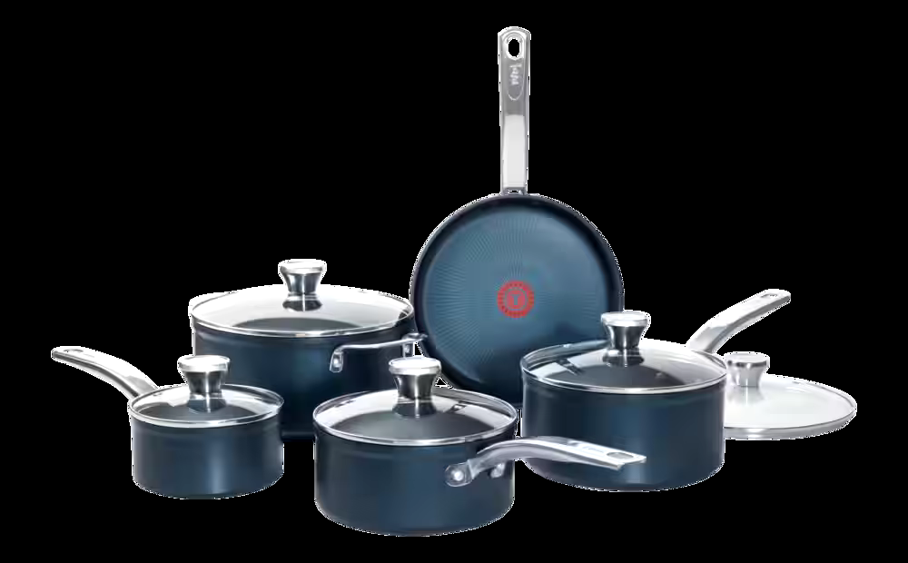 T-fal Platinum Azure Multi-Layered Forged Non-Stick Cookware Set, 10-pc